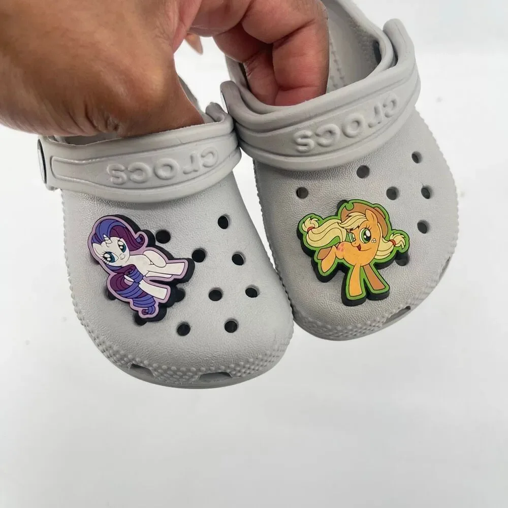Crocs Toddler Classic Clog Gray C5 Slip On Sandals My Little Pony Jibbitz